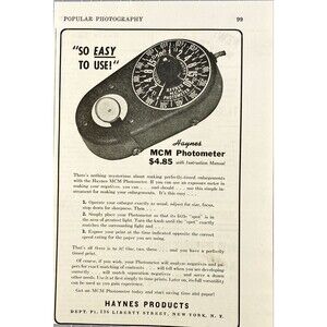 Haynes Products MCM Photometer "So EASY To USE!" Vintage Print Ad 1941